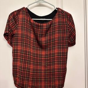 Topshop Plaid Red Top